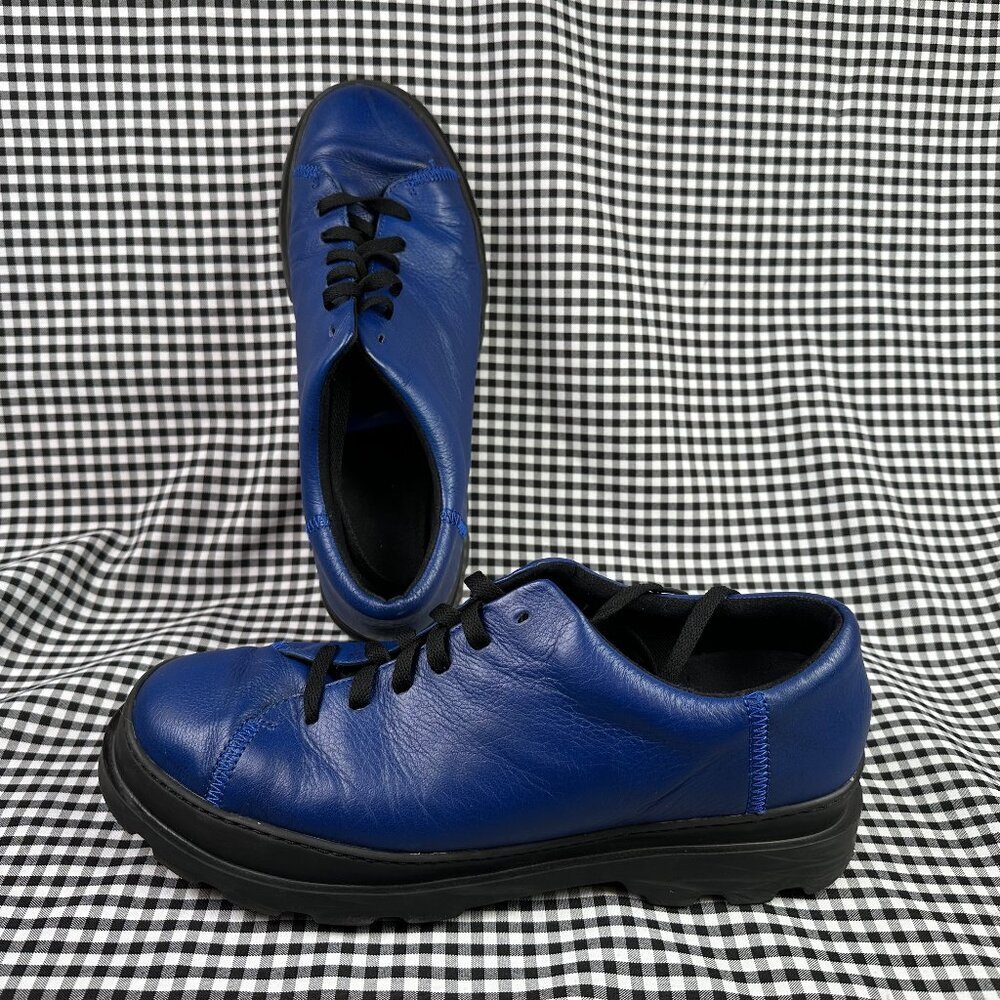 Camper Brutus Bright Blue Leather Lug Sole Lace-Up Sneaker Shoe EU 45 / Men's 11